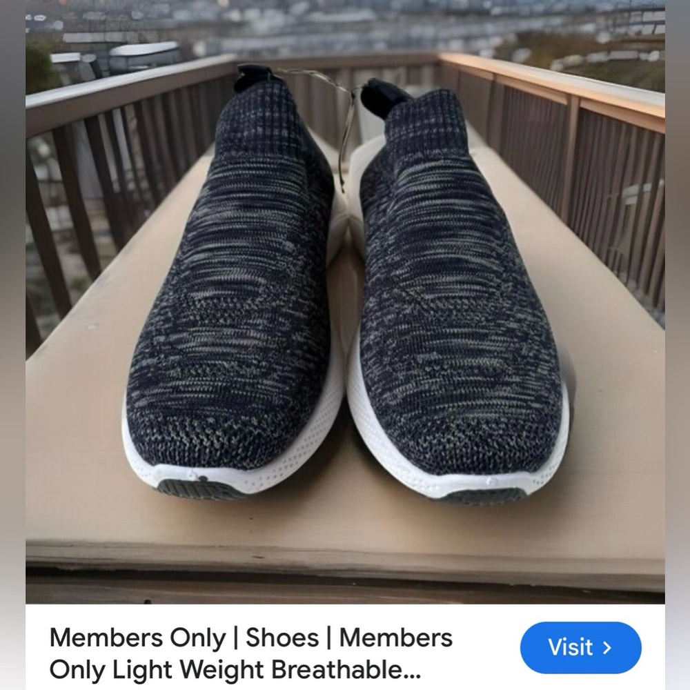 NWT Members Only Navy and White Knit Slip-On Sneakers 10